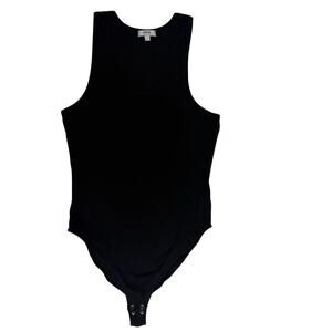 Agolde Cotton Ribbed High Neck Tank Bodysuit Women's Large Black